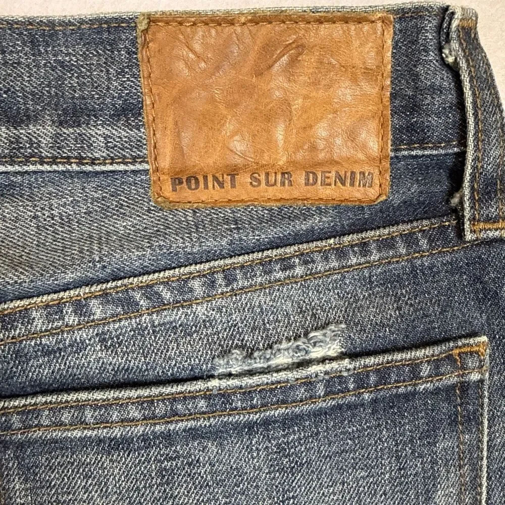 J.Crew Point Sur Darwin Jeans 29 USA Cropped Cotton B0782 Distressed Raw Hem